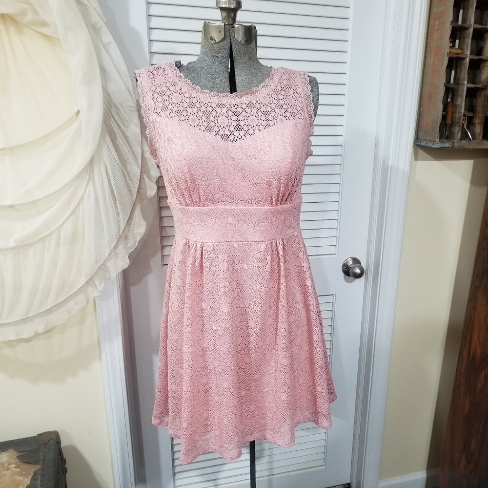 Soft Pastel Pink Lace Dress